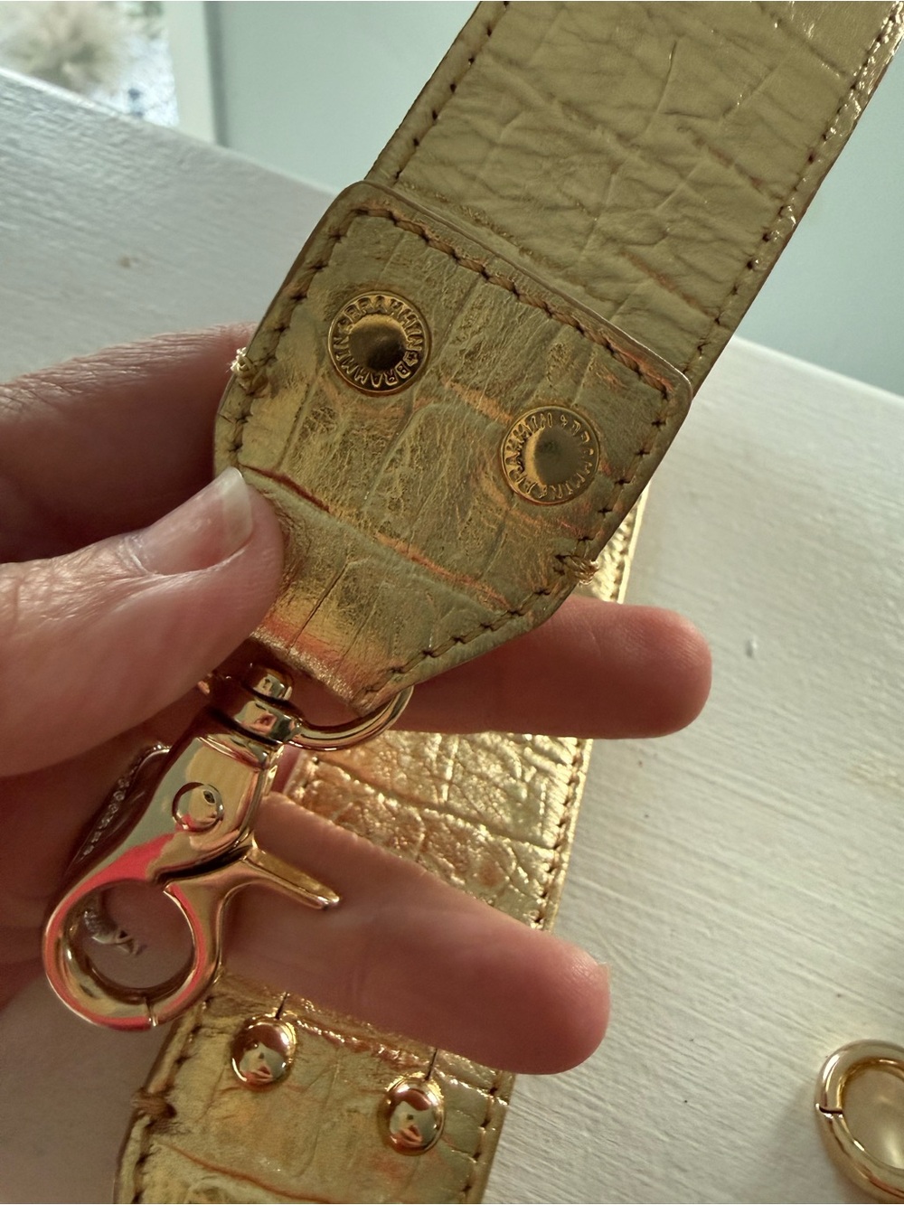 Brahmin Gabriella Metallic Gold Croc Embossed Leather Shoulder Crossbody Bag - Picture 7 of 15